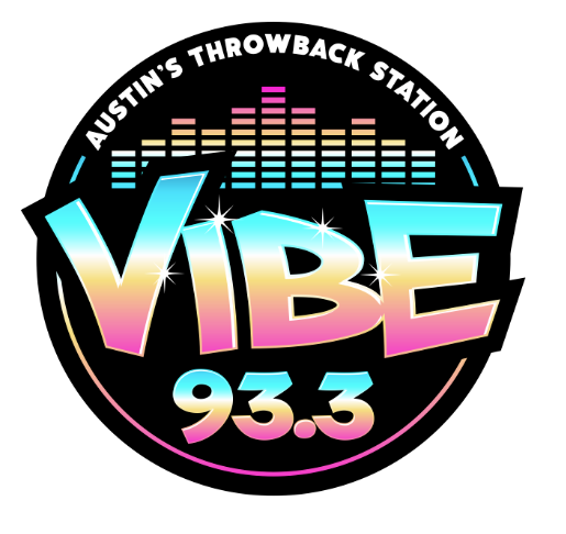 vibe 93.3 austin's throwback station logo 2024