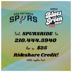 Text SPURSRIDE to 210.444.5940 to receive your $25 rideshare credit!